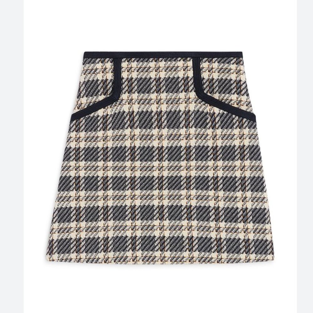 Sandro Blue/Yellow Tweed Matching Skirt